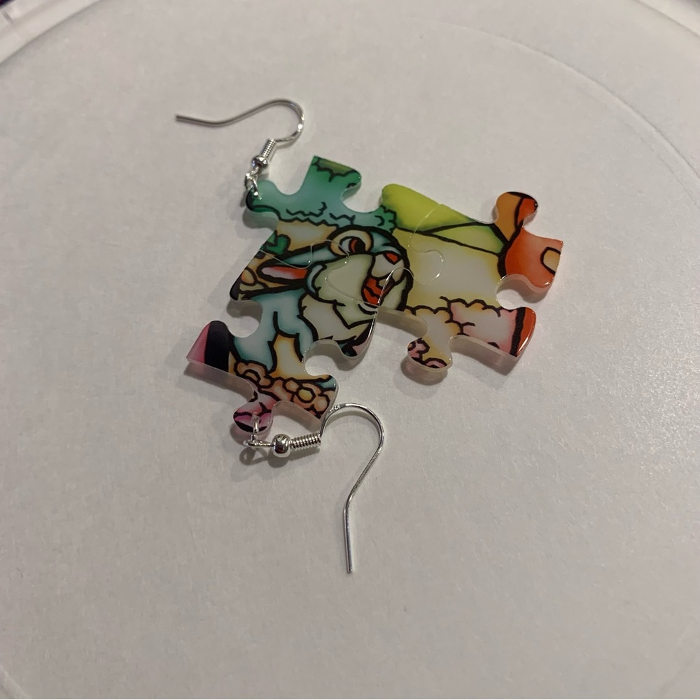 Handmade puzzle earrings - Picture 6 of 9